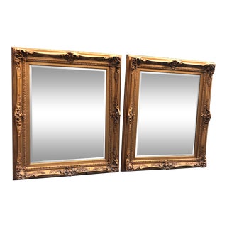 Ornate Gold Gilt Wall Mirrors - a Pair For Sale