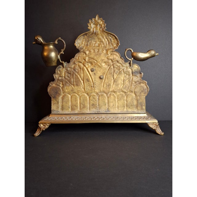 Antique European Brass Lion Menorah Rare 19th Century Hinged Oil Lamp Hanukkah Chanukiah Judaica For Sale - Image 16 of 18