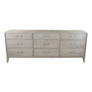 Restoration Hardware Campaign Style Cayden Weathered Oak 9 Drawer Triple Dresser For Sale