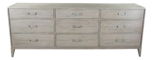 Restoration Hardware Campaign Style Cayden Weathered Oak 9 Drawer Triple Dresser