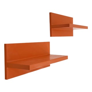 Orange Wall Shelves attributed to Marcello Siard for Kartell, 1970s, Set of 2 For Sale