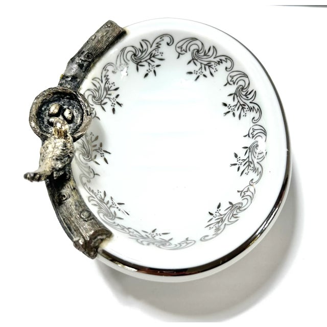 Vintage Bird Nest Soap Dish – Silver Gilt Vanity Tray – Jewelry Dish Ring Holder For Sale In Louisville - Image 6 of 10