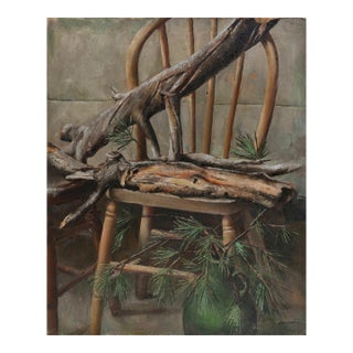 1940's Original "Still Life With Rustic Chair"-Signed For Sale