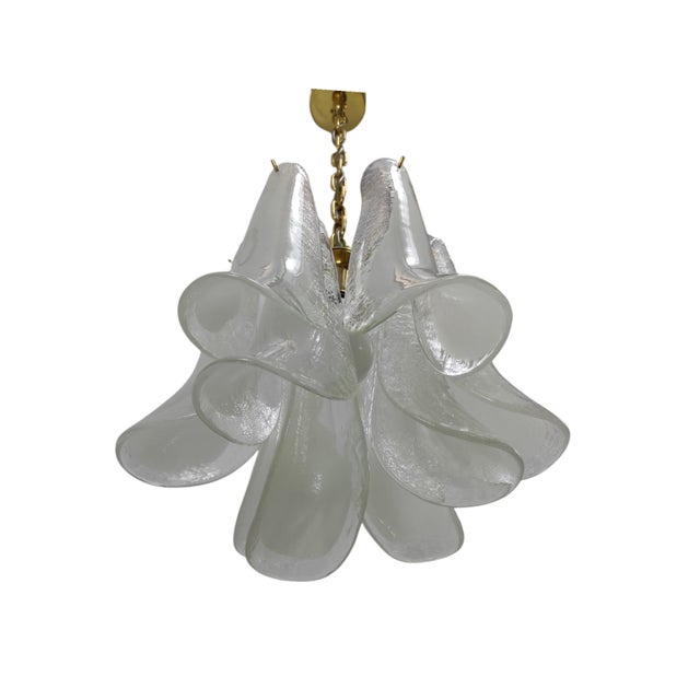 Mid-Century Modern Petal Pendant Lamp in Murano Crystal and White Glass, Italy, 1990s For Sale - Image 3 of 13
