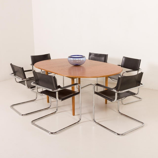 Danish Oak Round Dining Table with One Extension, 1970s For Sale - Image 13 of 13