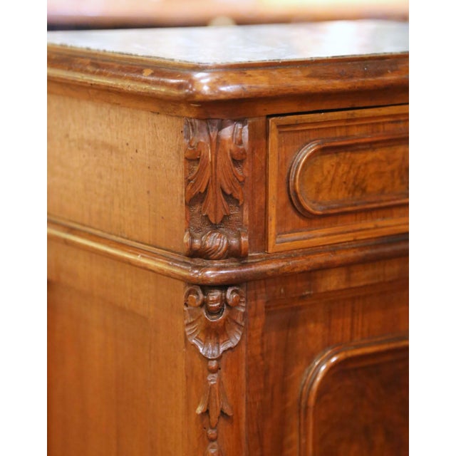 Pair of 19th Century French Louis XV Marble Top Carved Walnut Nightstands For Sale In Dallas - Image 6 of 13