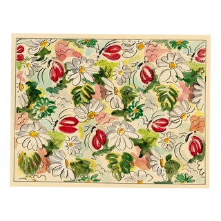 Jean Mary Ogilvie, Vintage Flower & Insect Pattern Design, 1930s, Gouache For Sale