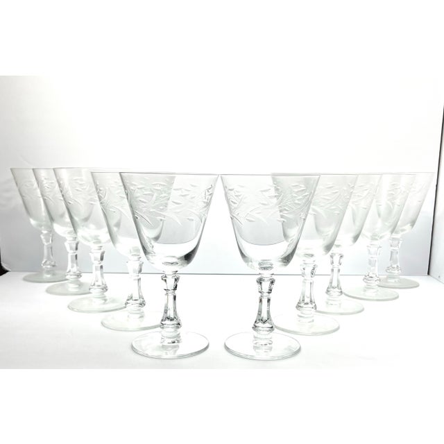 Fostoria “Bridal Wreath” Set of 10 Water Glasses 7 1/8” 12oz Good vintage condition. No chips, cracks, or fleabites....
