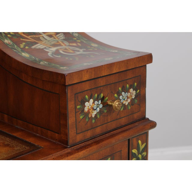 Maitland Smith Adams Style Paint Decorated Mahogany Carlton House Desk For Sale - Image 13 of 18