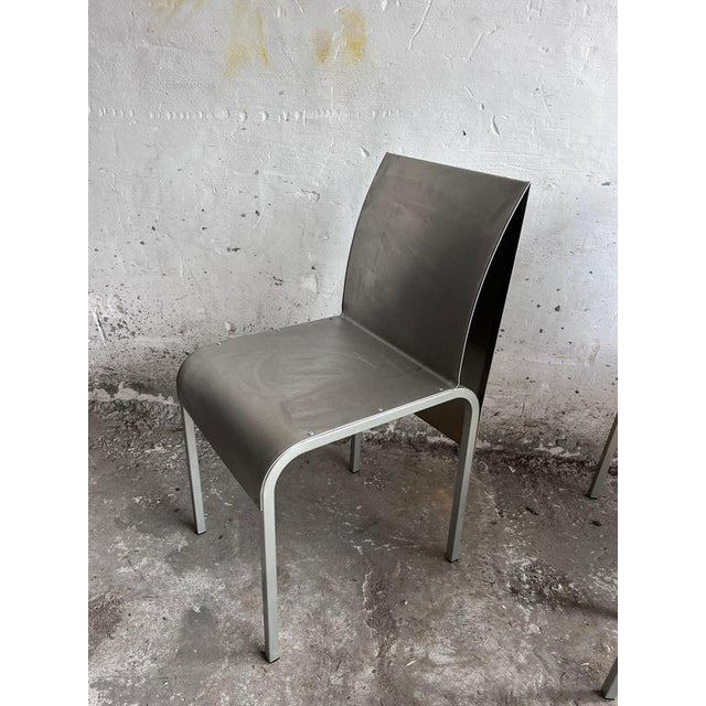 Silver Belgian Postmodernist Chairs in Aluminium, 1980s, Set of 6 For Sale - Image 8 of 13