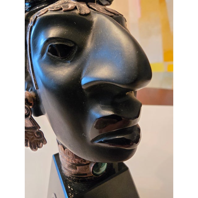 Vintage Exotic Silver Mounted Bust Sculpture Jeweled For Sale In Boston - Image 6 of 9