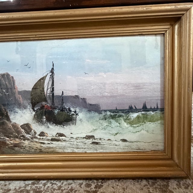 19th Century Coastal Seascape Pastel Painting With Rocky Coast by Listed Artist Clarence E. Braley (1854-1927) For Sale - Image 9 of 10