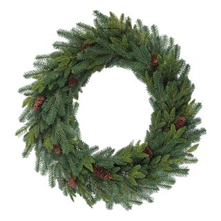Oversized Pine and Pinecone Wreath 34"D For Sale