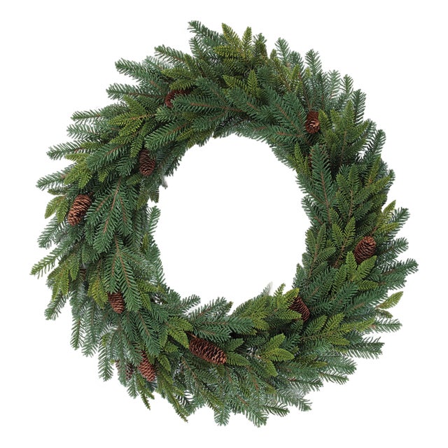 Oversized Pine and Pinecone Wreath 34"D For Sale