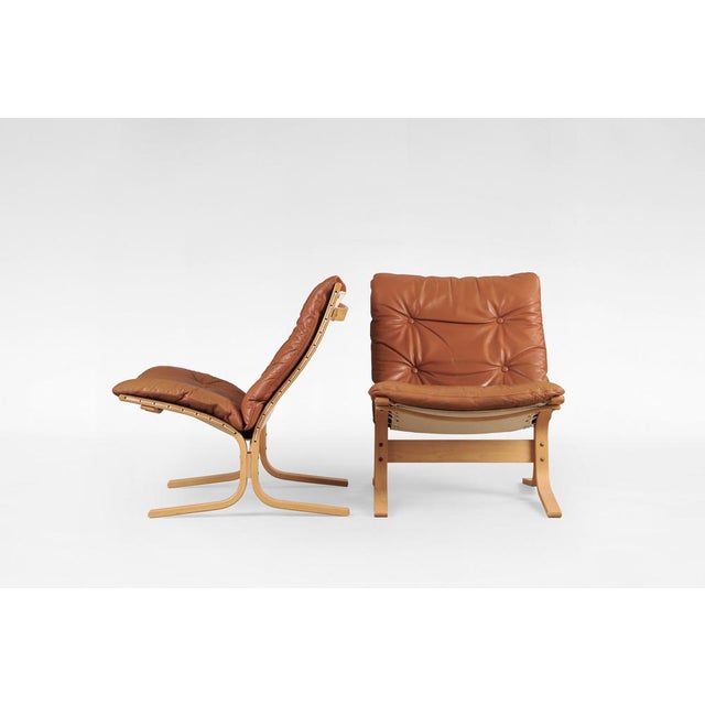 Cognac Leather Siesta Chairs by Ingmar Relling for Westnofa, Denmark, 1970s, Set of 2 For Sale - Image 3 of 5