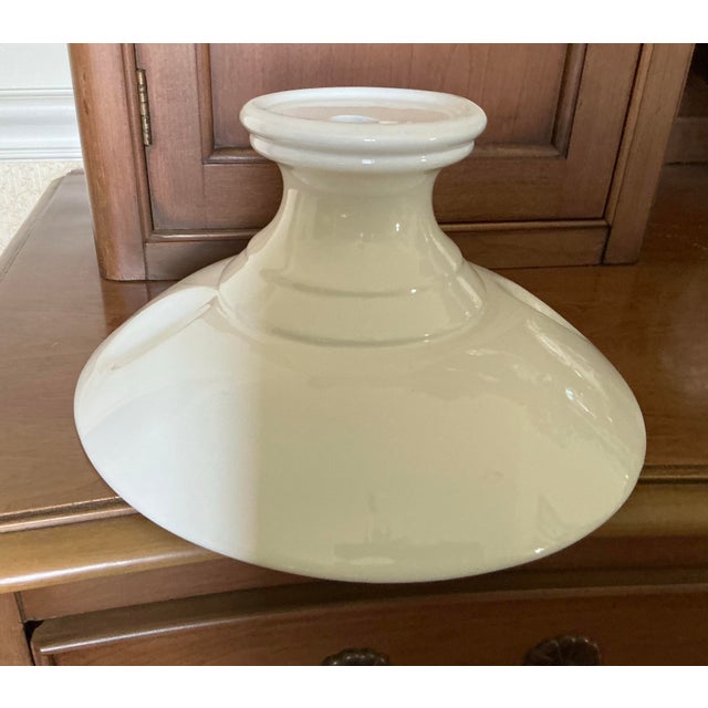 Late 20th Century Vintage White Pedestal Bowl With Embossed Relief Pine Cones For Sale - Image 5 of 11