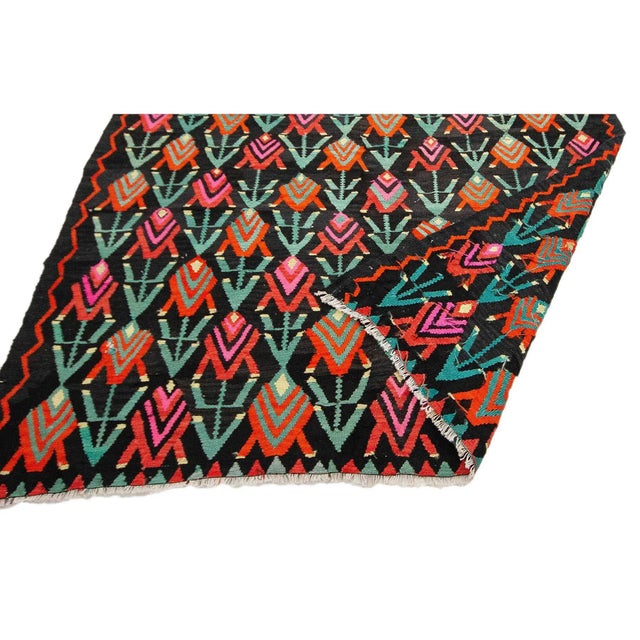Mid 20th Century Colorful Vintage Turkish Kilim Rug For Sale - Image 5 of 7
