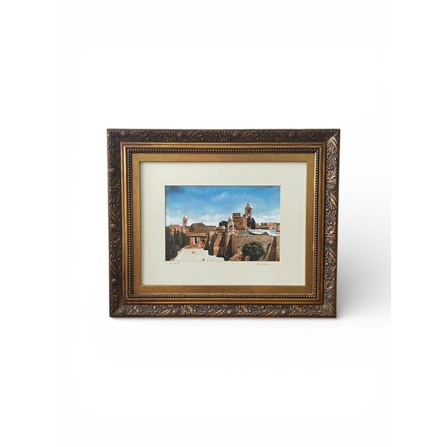 Framed fine art print depicting Bethlehem, one of the most historic and meaningful cities in the Holy Land. Watercolor-...