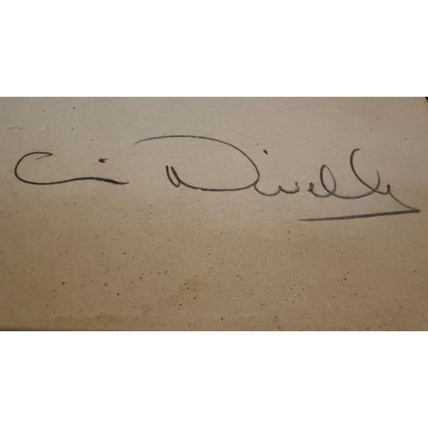 Original pencil and ink cityscape drawing depicting the Brooklyn Bridge with the Manhattan skyline beyond, presented in a...