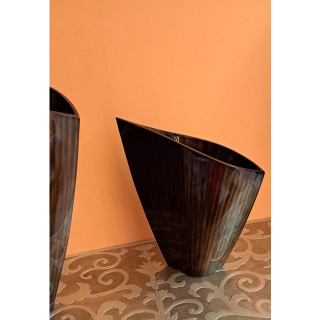 Modern Avant Garde Wooden Vases, 1990s, Set of 2 For Sale - Image 3 of 11