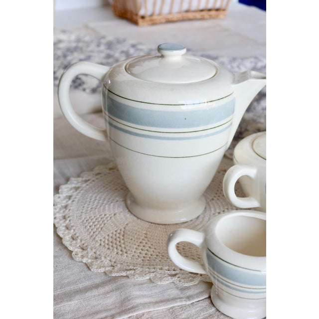 Vintage 10-Person Coffee Set with Salins Earthenware and Geometric Design from Salins, 1920s, Set of 10 For Sale - Image 4 of 10