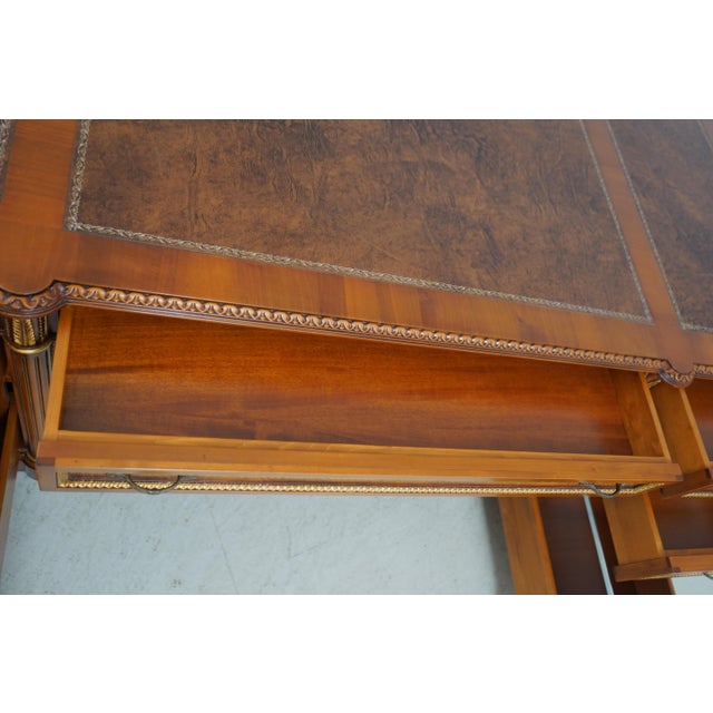 1980s Francesco Molon Leather Top Walnut Executive Desk For Sale - Image 5 of 18