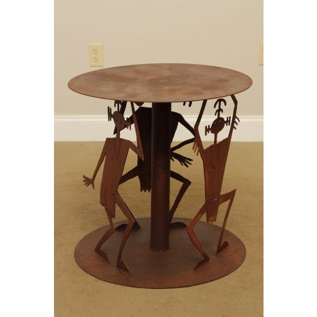 Studio Crafted Rusted Steel Round Garden Table, Dancing Figures For Sale - Image 4 of 13