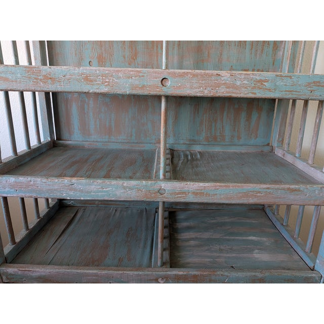 Vintage Rustic Farmhouse Painted Rolling Shelf For Sale In Santa Fe - Image 6 of 8