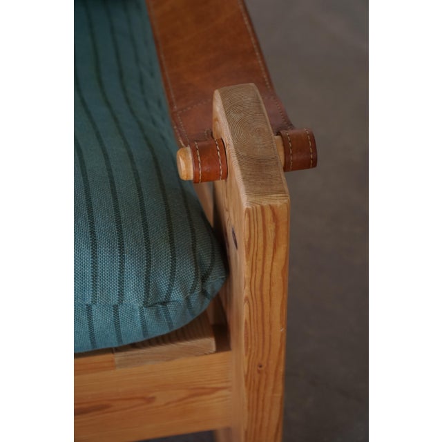 Swedish Modern Pine Lounge Chairs with Leather Armrests, 1970s, Set of 2 For Sale - Image 18 of 18