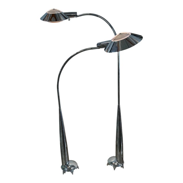Early 20th Century Stunning Cedric Hartman Chromium Floor Lamps Style CO91 - a Pair For Sale