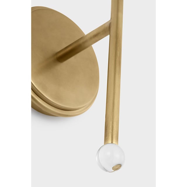 Visual Comfort AERIN for Visual Comfort Signature Brisa 20" Torch Sconce in Hand-Rubbed Antique Brass with White Strie Glass Shade For Sale - Image 4 of 8