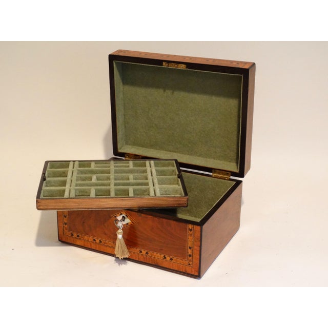 Large Antique Figured Walnut Jewelry Box, Lock & Key Chairish