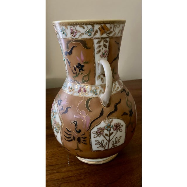 Antique Hand Painted Satsuma Ware Porcelain Moriage Vase Gold Gilding 1891-1921 For Sale - Image 4 of 9
