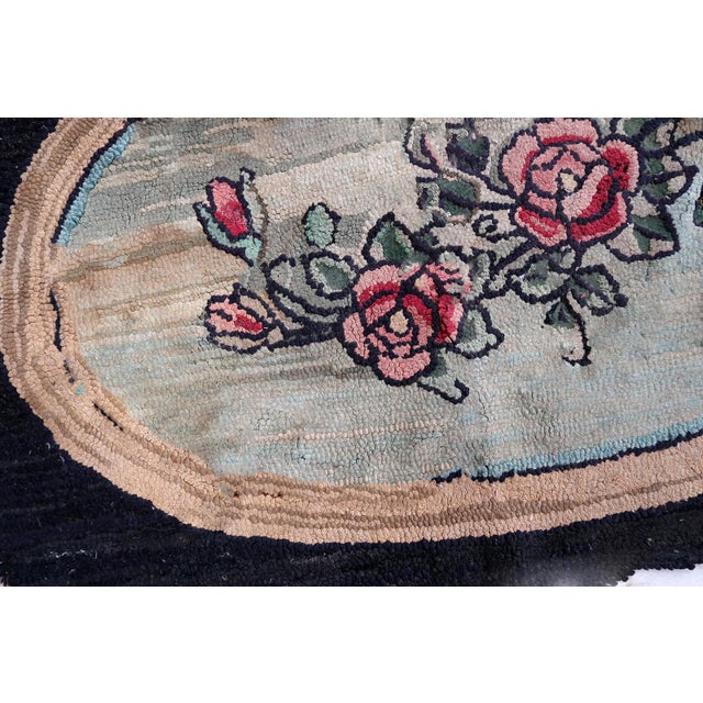 1900 - 1909 1900s, Handmade Vintage American Hooked Rug 2.4' X 3.4' For Sale - Image 5 of 8