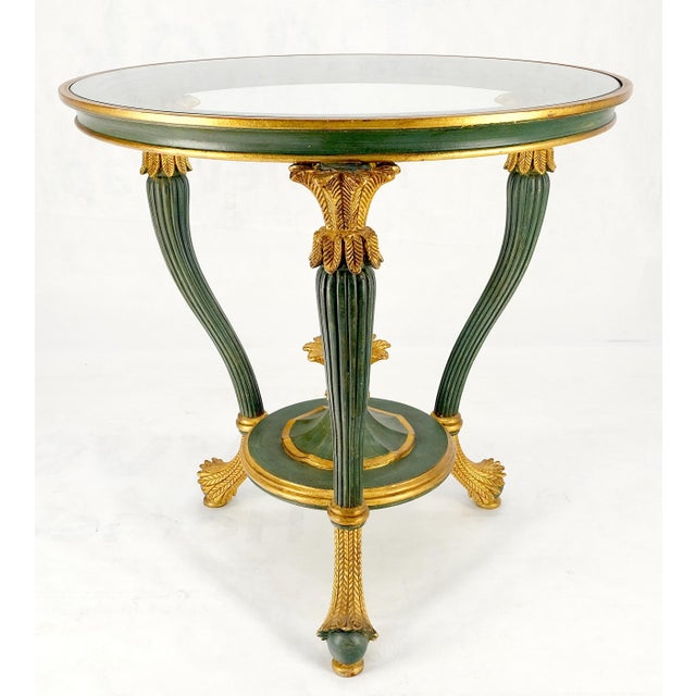 Italy Decorative Carved Painted 28" Round Glass Top Gueridon Lamp Center Table For Sale - Image 13 of 16
