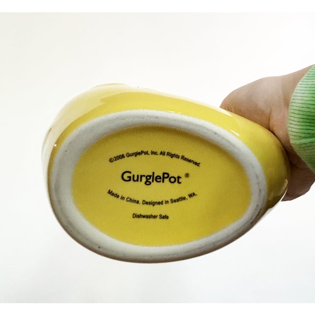 Ceramic Yellow GurglePot Fish Pitcher Ceramic Vase 2006 Coastal For Sale - Image 7 of 7