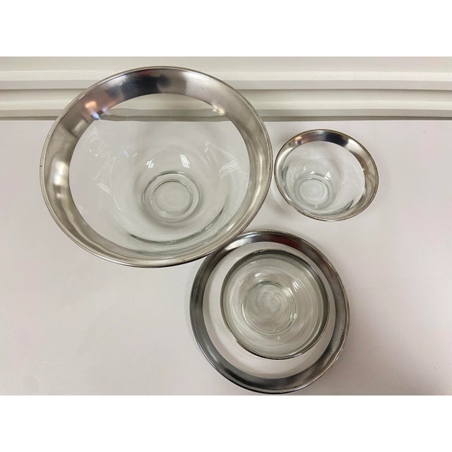 Mid-Century Modern Mid-Century Dorothy Thorpe Silver Rim Bowl Set- 5 Pieces For Sale - Image 3 of 5