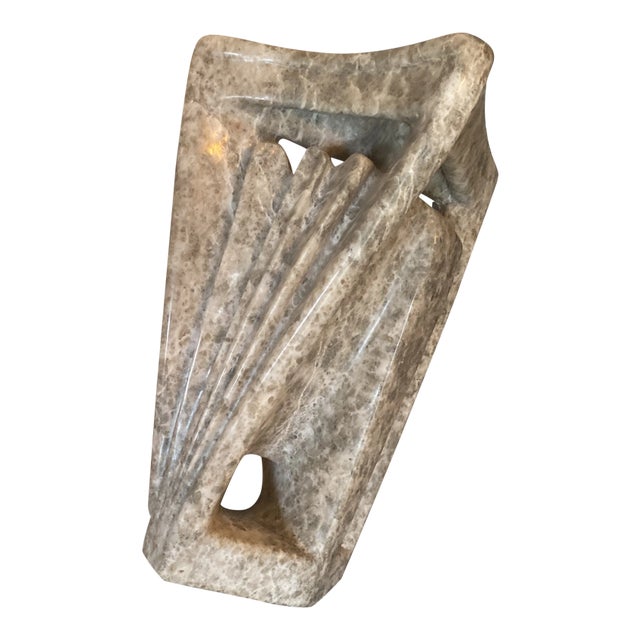 1990s Marble Sculpture With Minimalist Details on Base For Sale