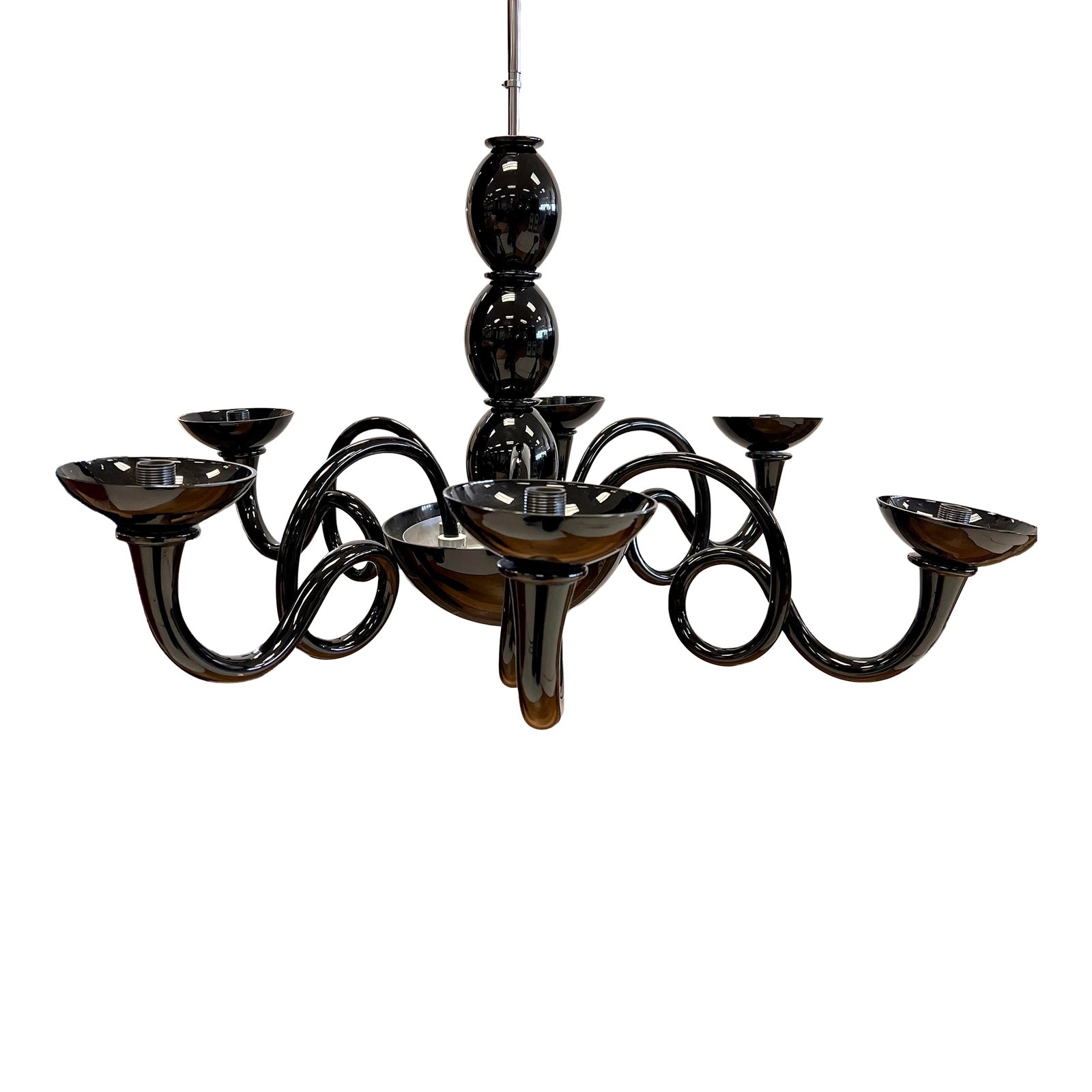 Black Murano Glass Chandelier Made in Italy by VeArt | Chairish