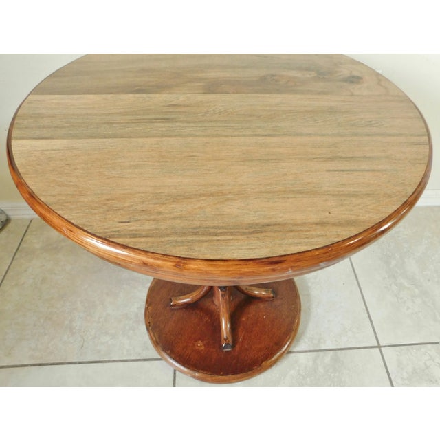 Vintage C1980s Ornate Bamboo Rattan Round Accent Side Table W/ Formica Top For Sale - Image 10 of 11