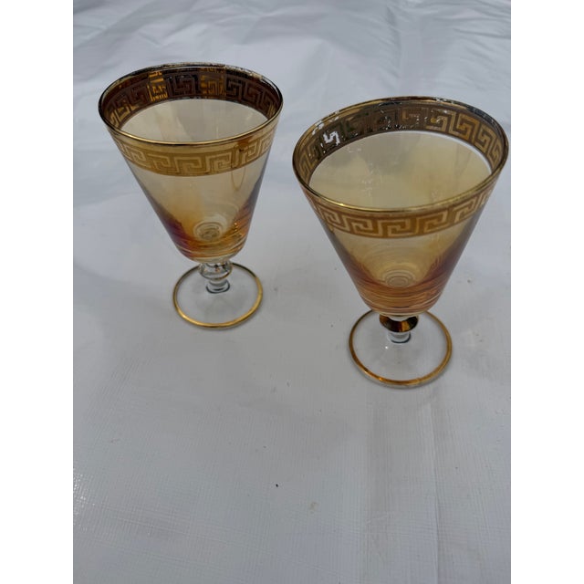 Vintage Preziosi Amber Greek Key Goblets - A Pair For Sale - Image 6 of 7