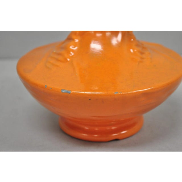 Antique 1940s Roseville Pottery Usa Pitcher Ewer Freesia Botanical Orange Vase For Sale - Image 10 of 14