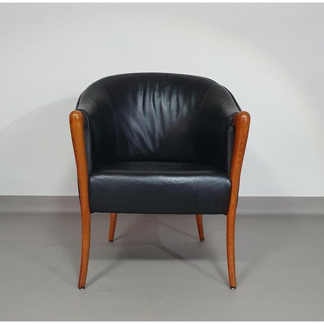 Armchairs in Walnut and Leather, Italy, 1980s, Set of 2 For Sale - Image 14 of 18