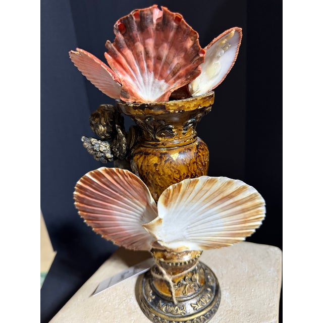 Celestial Meets the Sea-Shell Incrusted Candleholder-Coastal Art Sculpture For Sale In Chicago - Image 6 of 8