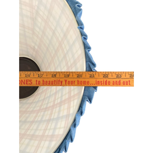 1980s Large Blue, Yellow, Pink Windowpane Plaid Empire Lamp Shade With Twill Ruffled Edge For Sale In Jacksonville, FL - Image 6 of 9