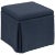 Skirted Storage Ottoman in Linen Navy For Sale In Chicago - Image 6 of 7