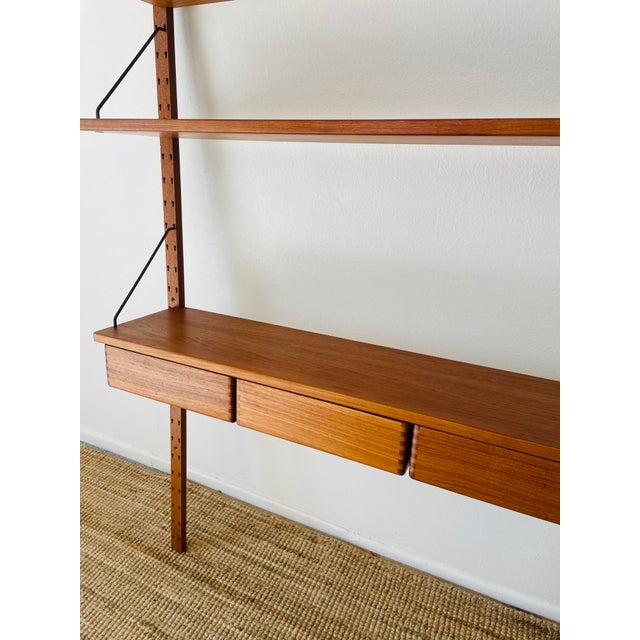 Vintage 1960s Danish Modern Teak Wood Omnibus Wall Shelving Unit by Sven Ellekaer For Sale - Image 14 of 15