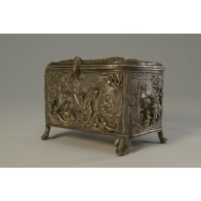 Copper Silver-Plated Embossed Copper Box, Early 19th Century For Sale - Image 8 of 15
