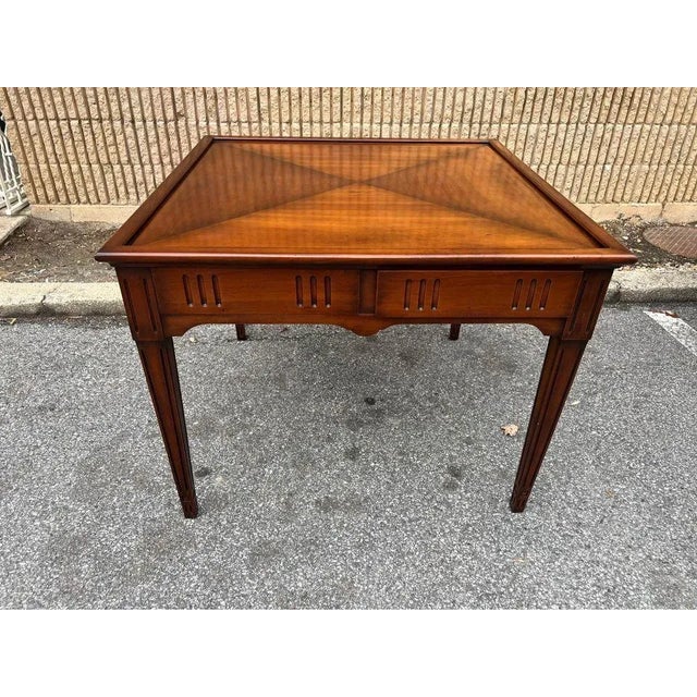 Brown Mid 20th Century Vintage Federal Style Fruitwood Center Table For Sale - Image 8 of 10