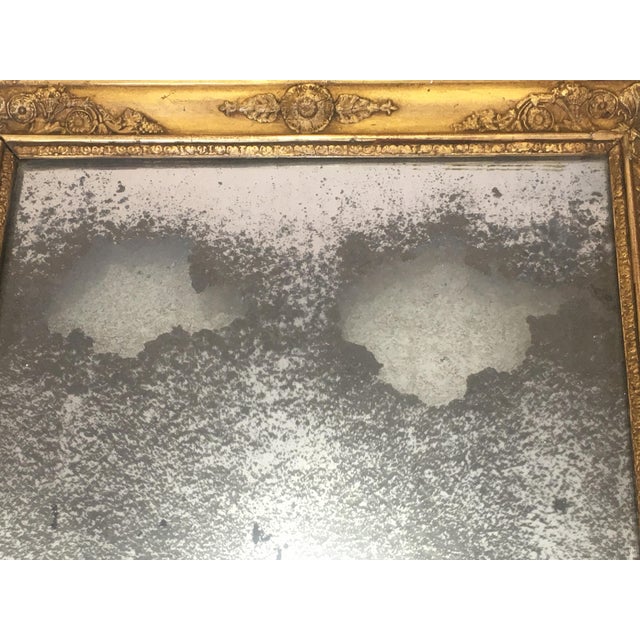 Restauration Period Gilt and Green Painted Mirror with Mercury Mirror